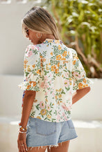 Load image into Gallery viewer, LDC V Neck Half Sleeve Boho Floral Blouse: Multicolour / L