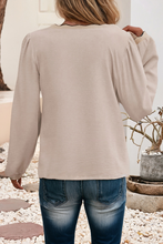 Load image into Gallery viewer, LDC Contrast Scallop Trim V Neck Long Sleeve Blouse: Jet Stream / S