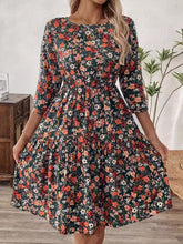 Load image into Gallery viewer, Frill Floral Round Neck Dress