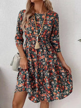 Load image into Gallery viewer, Frill Floral Round Neck Dress
