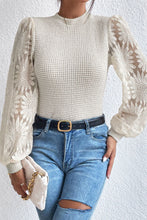 Load image into Gallery viewer, Mock Neck Lace Long Sleeve Top
