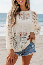 Load image into Gallery viewer, LDC Hollow Out Knit Bracelet Sleeve Drop Shoulder Sweater: White / L
