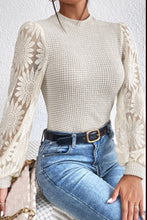 Load image into Gallery viewer, Mock Neck Lace Long Sleeve Top
