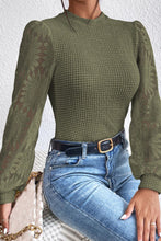Load image into Gallery viewer, Mock Neck Lace Long Sleeve Top
